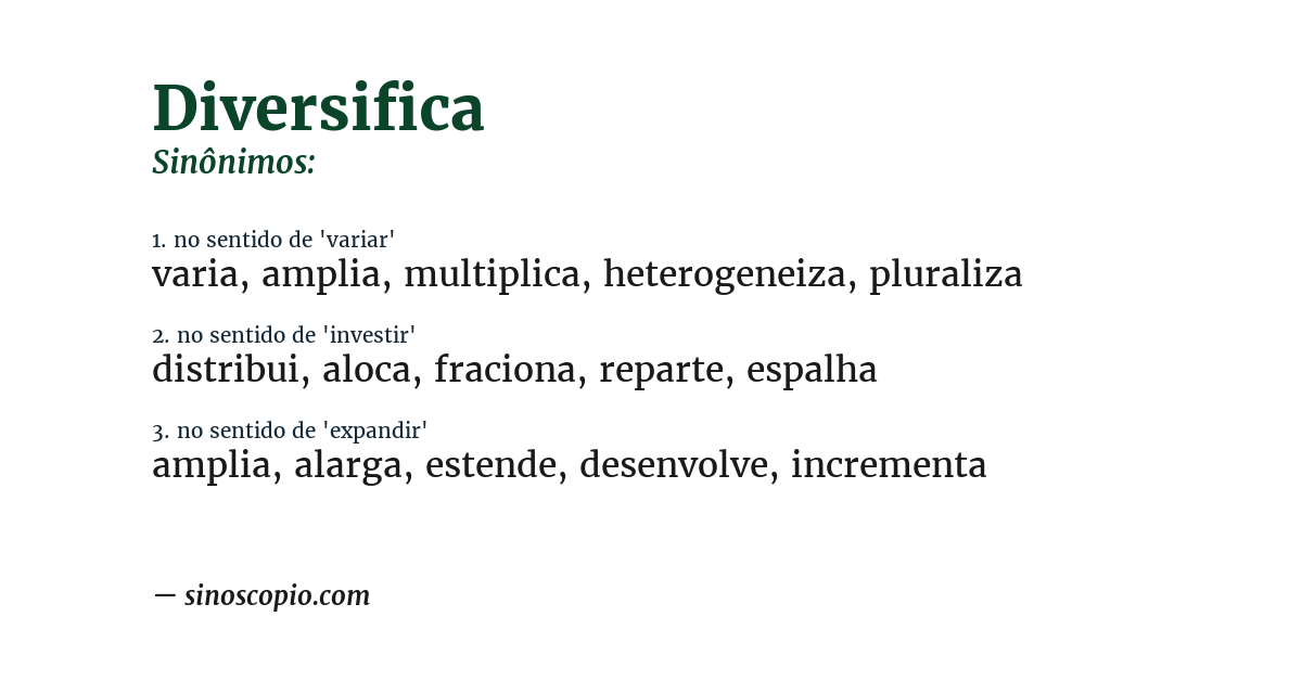 Sinônimo de diversifica
