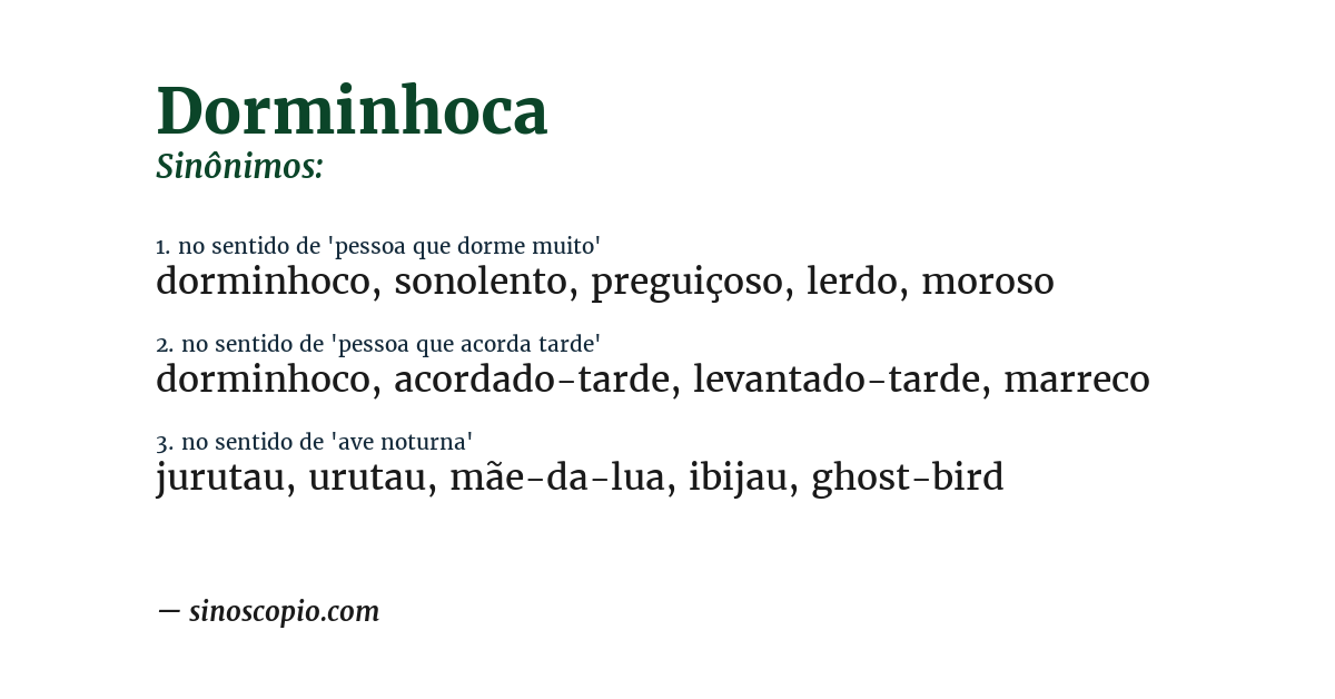Sinônimo de dorminhoca