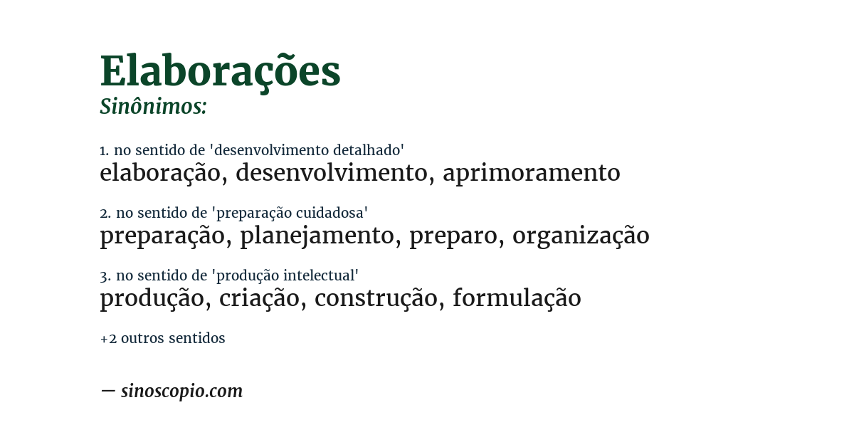 Sinônimo de elaborações