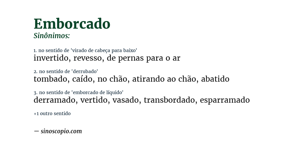 Sinônimo de emborcado