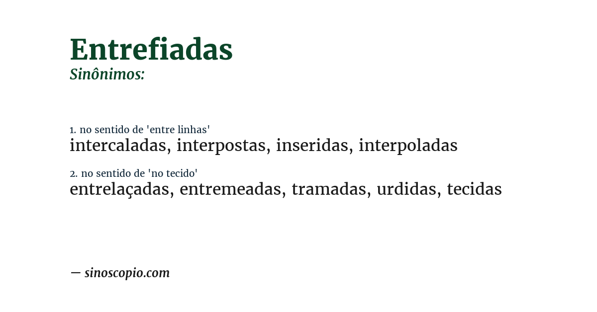 Sinônimo de entrefiadas