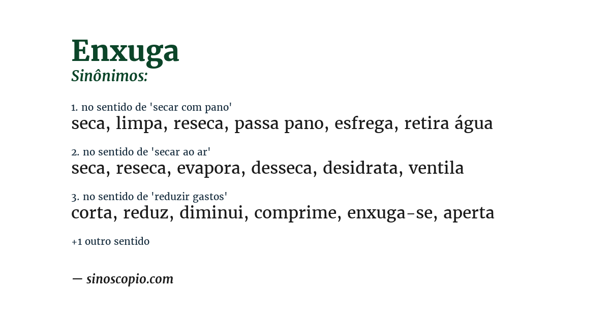 Sinônimo de enxuga