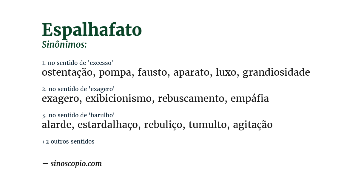 Sinônimo de espalhafato