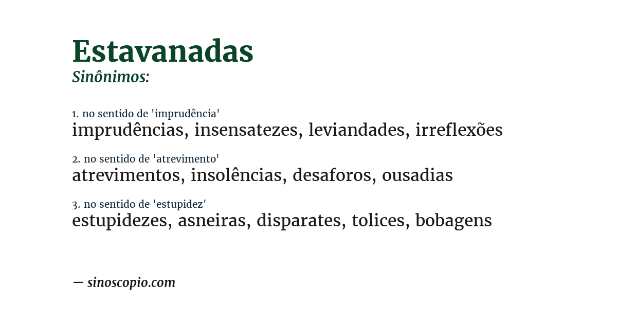 Sinônimo de estavanadas