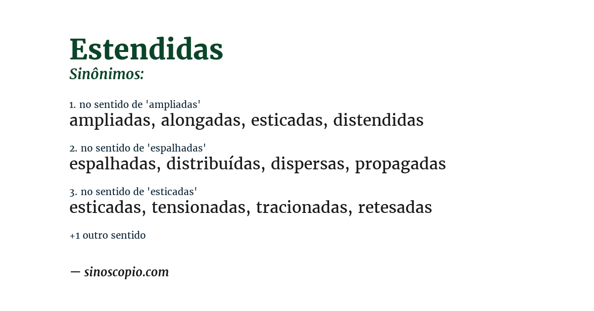 Sinônimo de estendidas