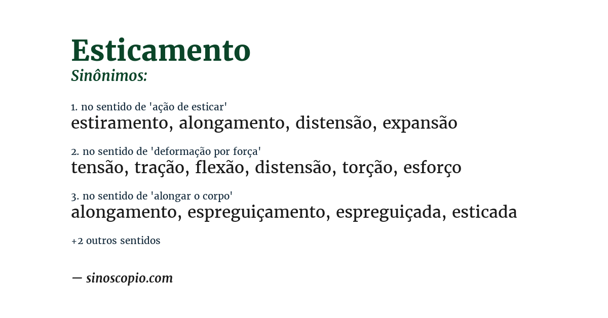Sinônimo de esticamento