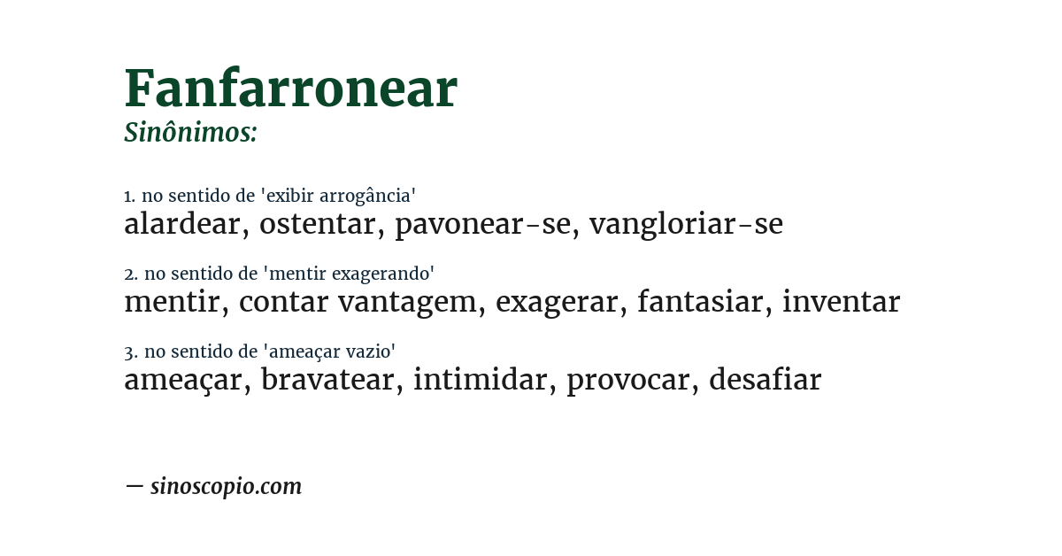 Sinônimo de fanfarronear