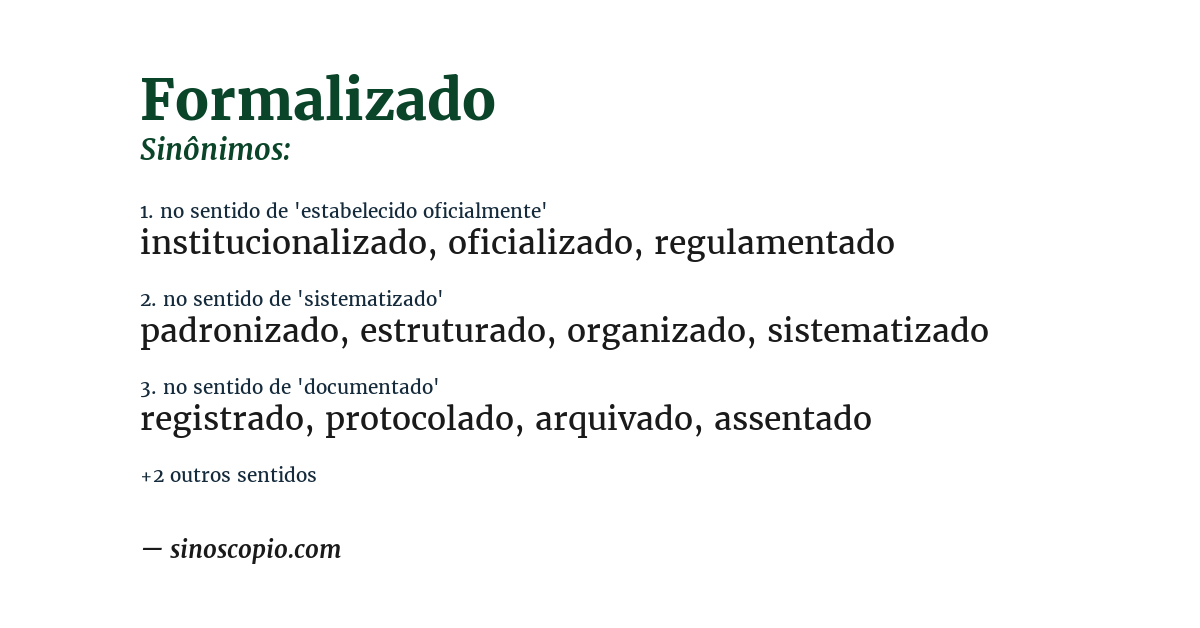 Sinônimo de formalizado