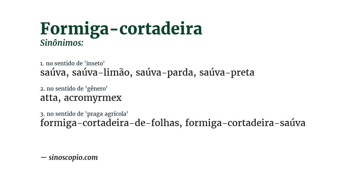 Sinônimo de formiga-cortadeira