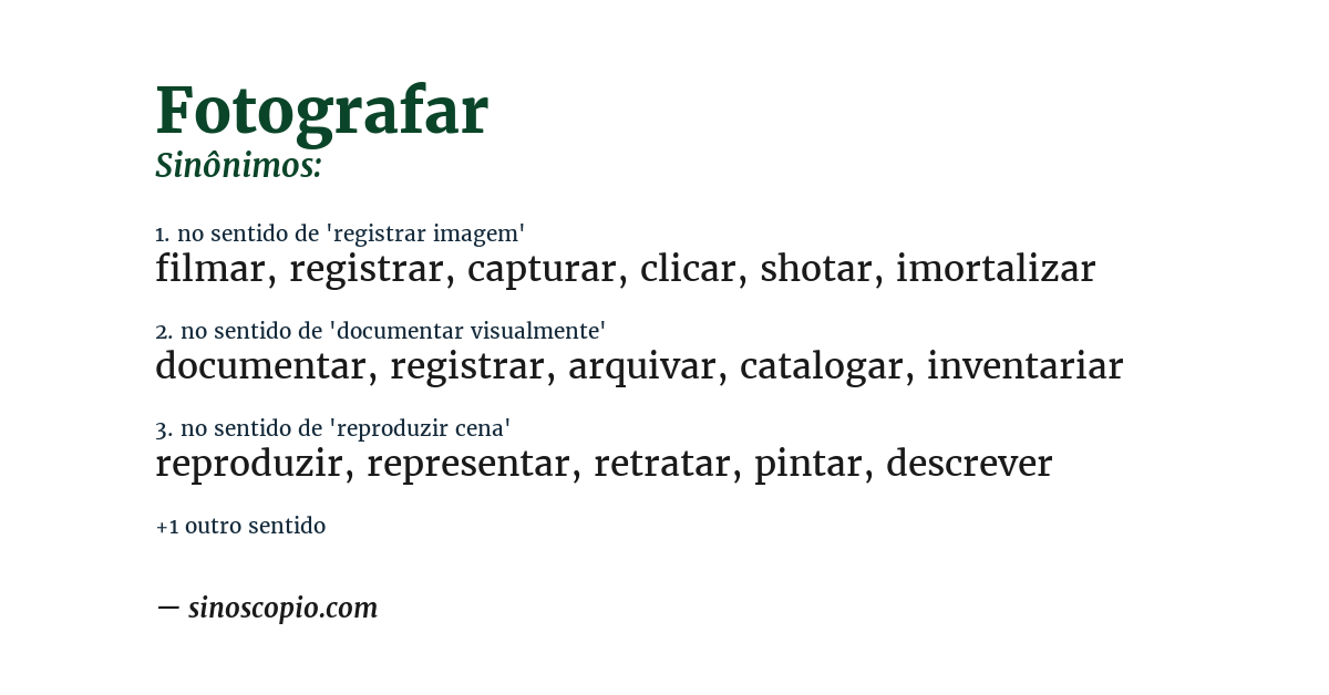 Sinônimo de fotografar