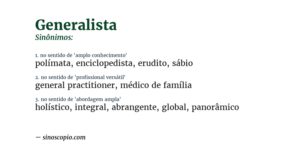 Sinônimo de generalista