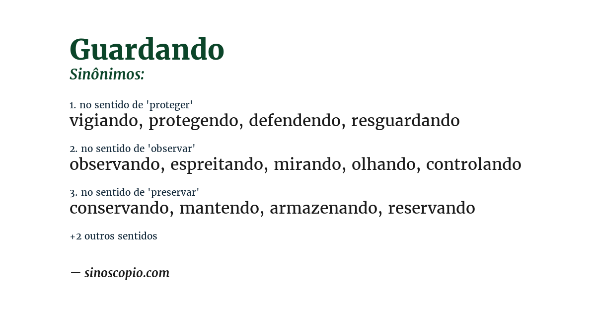 Sinônimo de guardando
