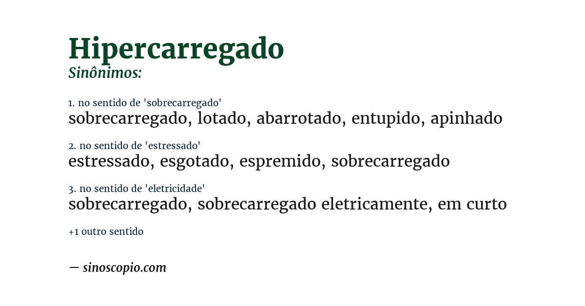 Sinônimo de hipercarregado