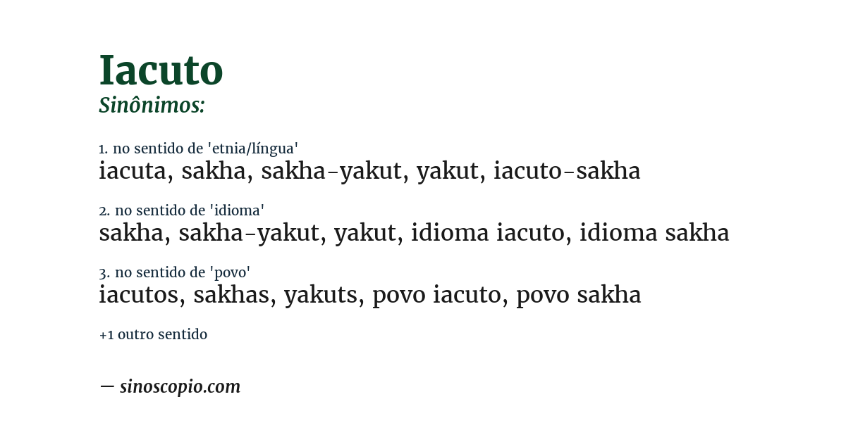 Sinônimo de iacuto