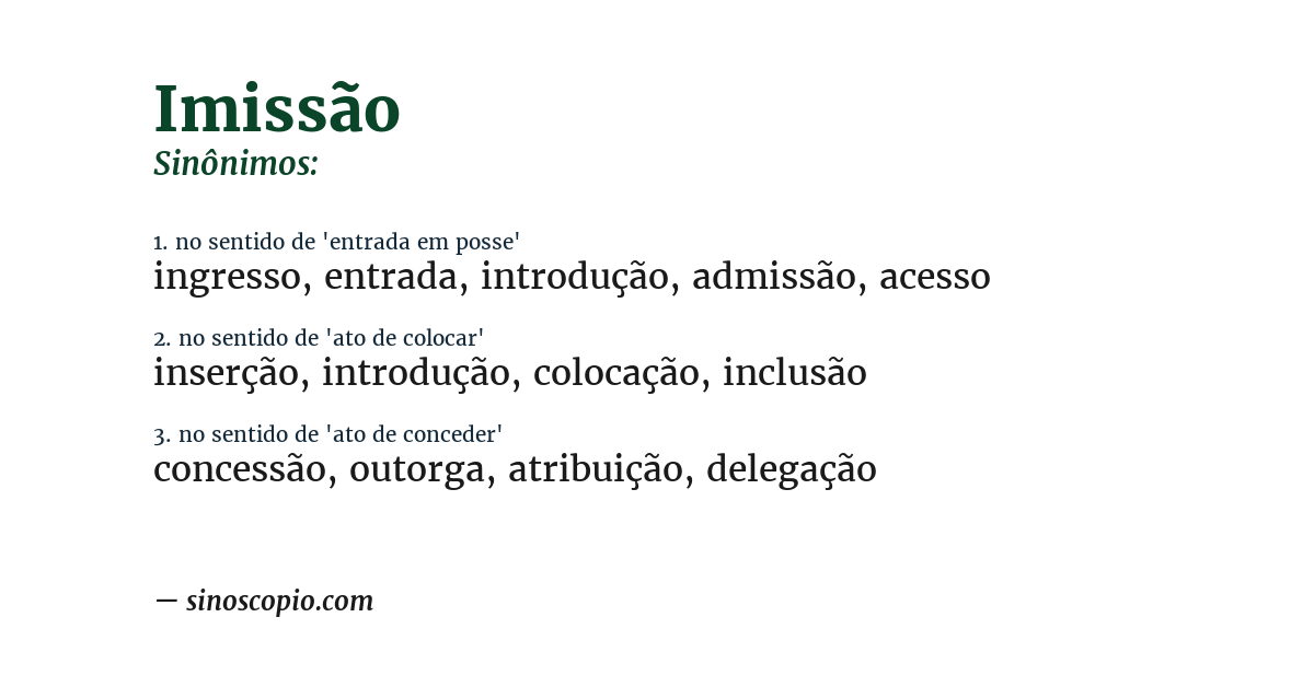 Sinônimo de imissão