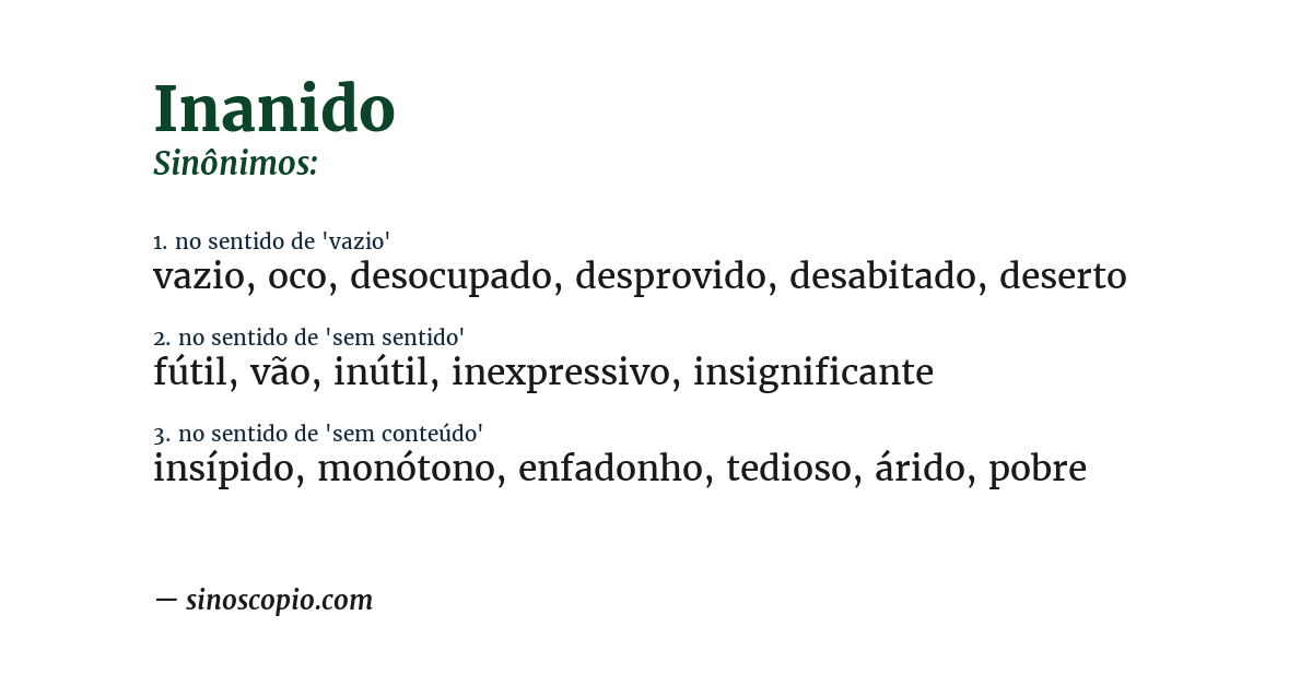 Sinônimo de inanido