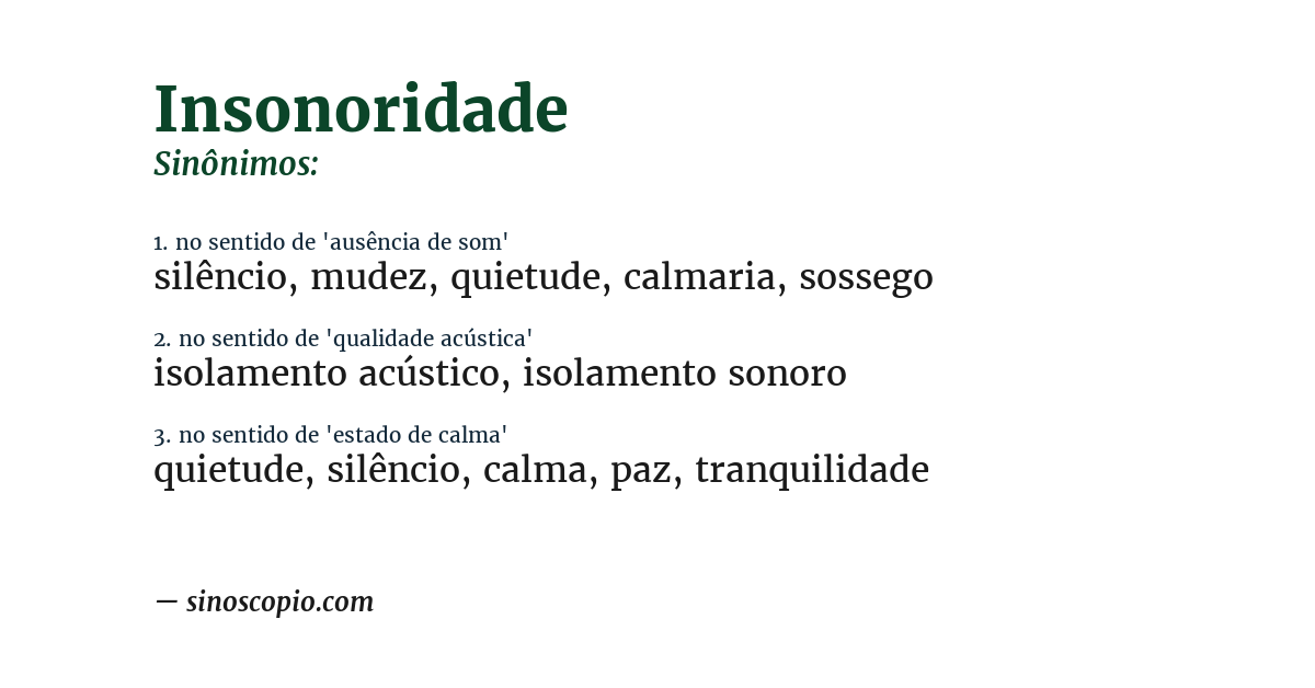 Sinônimo de insonoridade