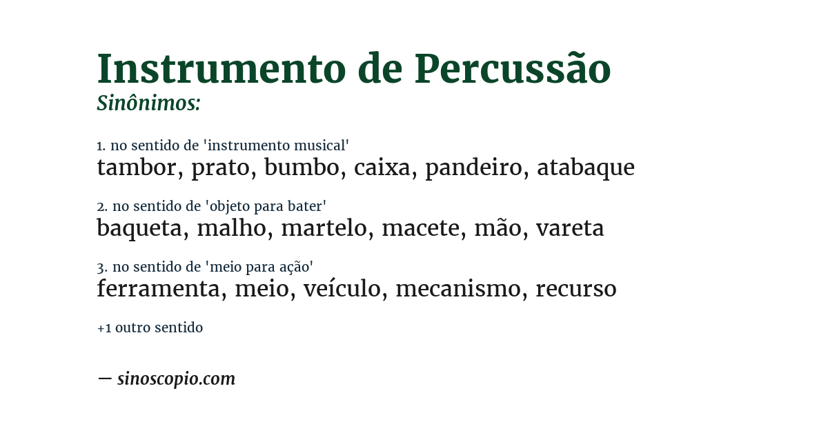 Sinônimo de instrumento de percussão