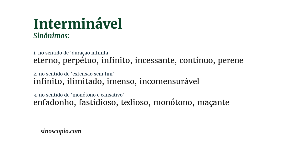 Sinônimo de interminável