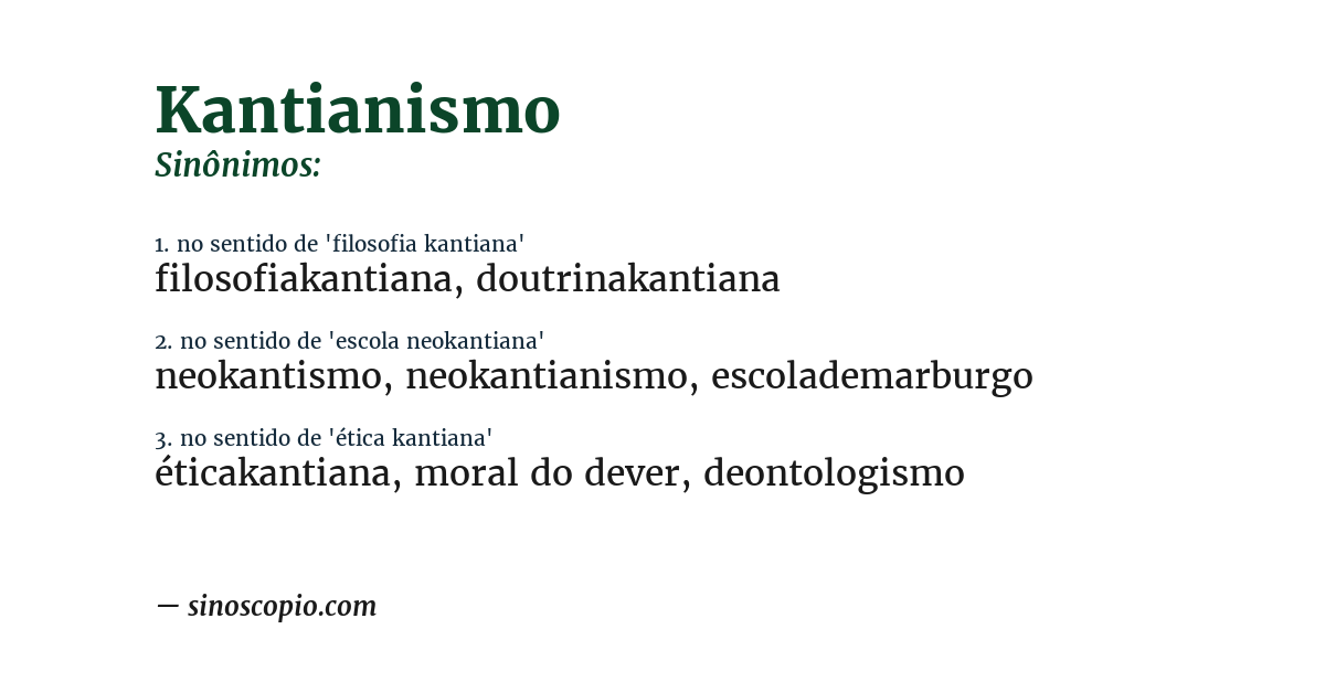 Sinônimo de kantianismo