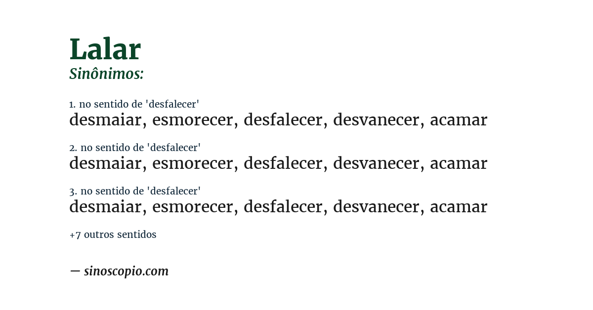 Sinônimo de lalar