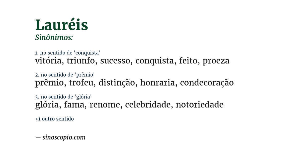 Sinônimo de lauréis