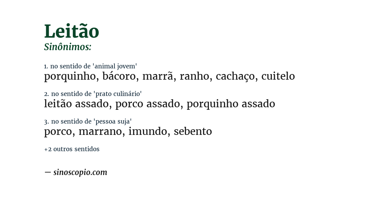 Sinônimo de leitão