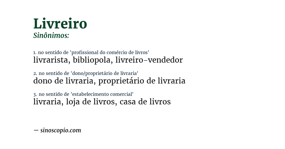 Sinônimo de livreiro