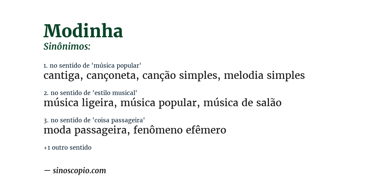 Sinônimo de modinha