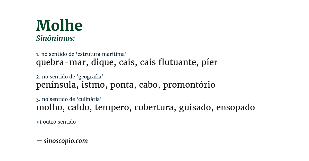 Sinônimo de molhe