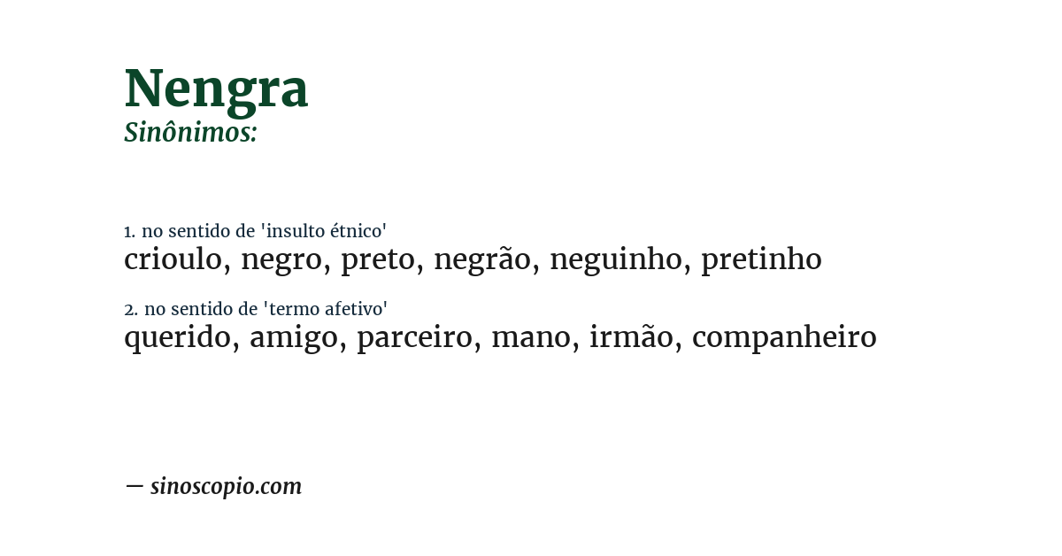 Sinônimo de nengra