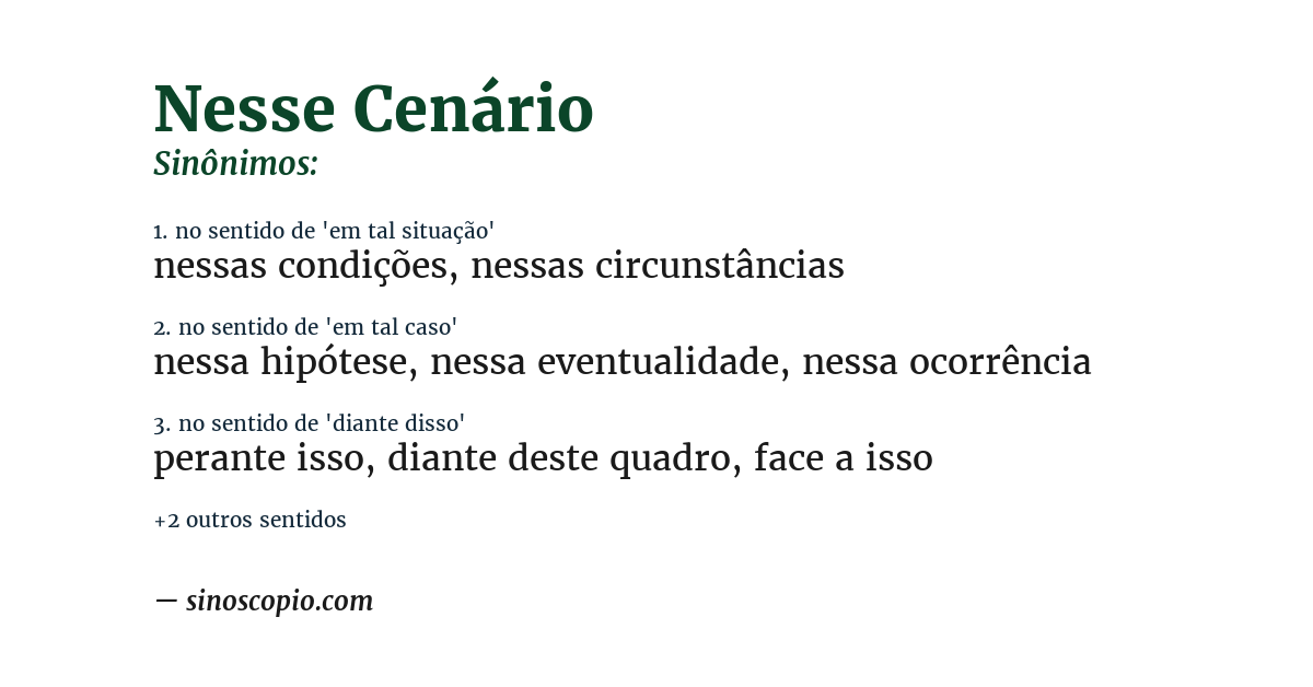 Sinônimo de nesse cenário