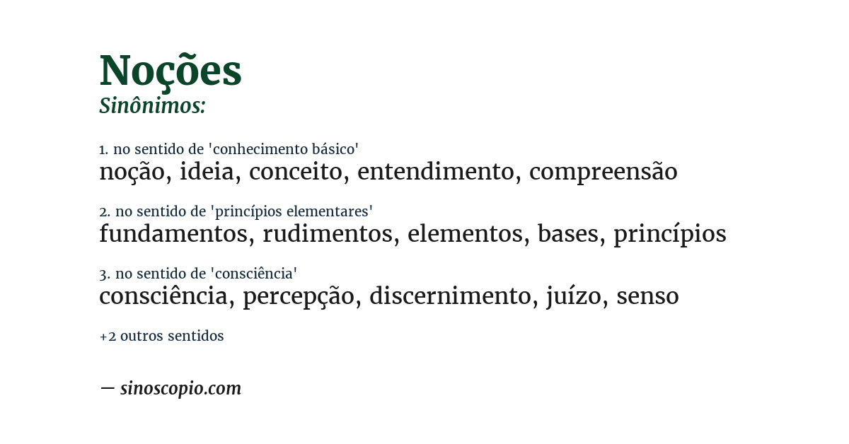 Sinônimo de noções