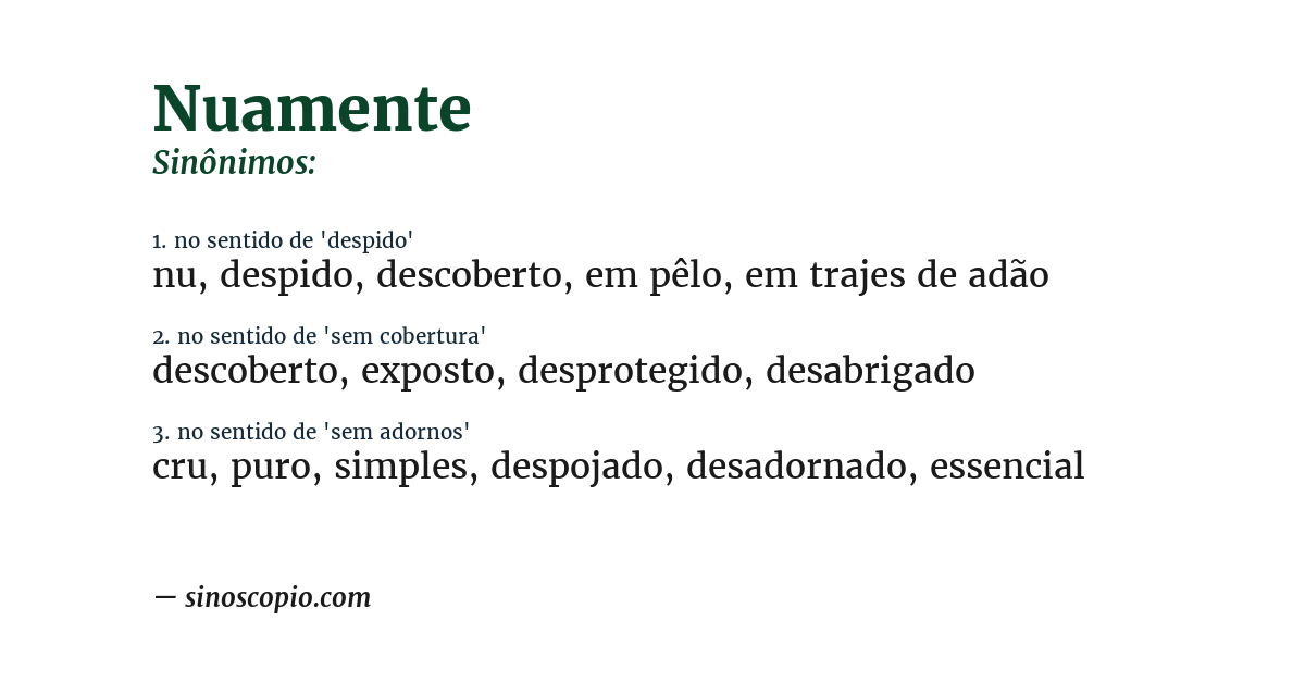 Sinônimo de nuamente