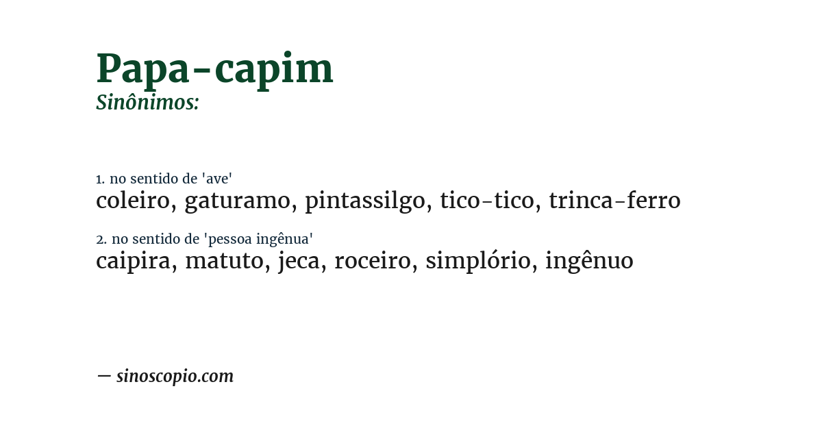Sinônimo de papa-capim
