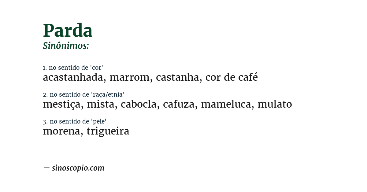 Sinônimo de parda