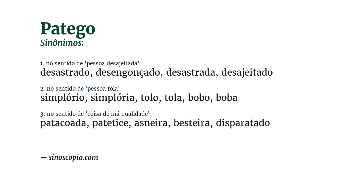 Sinônimo de patego