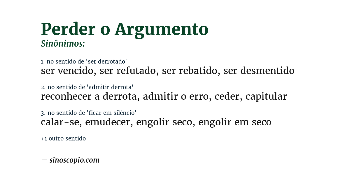Sinônimo de perder o argumento