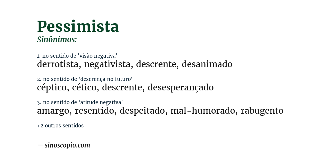 Sinônimo de pessimista