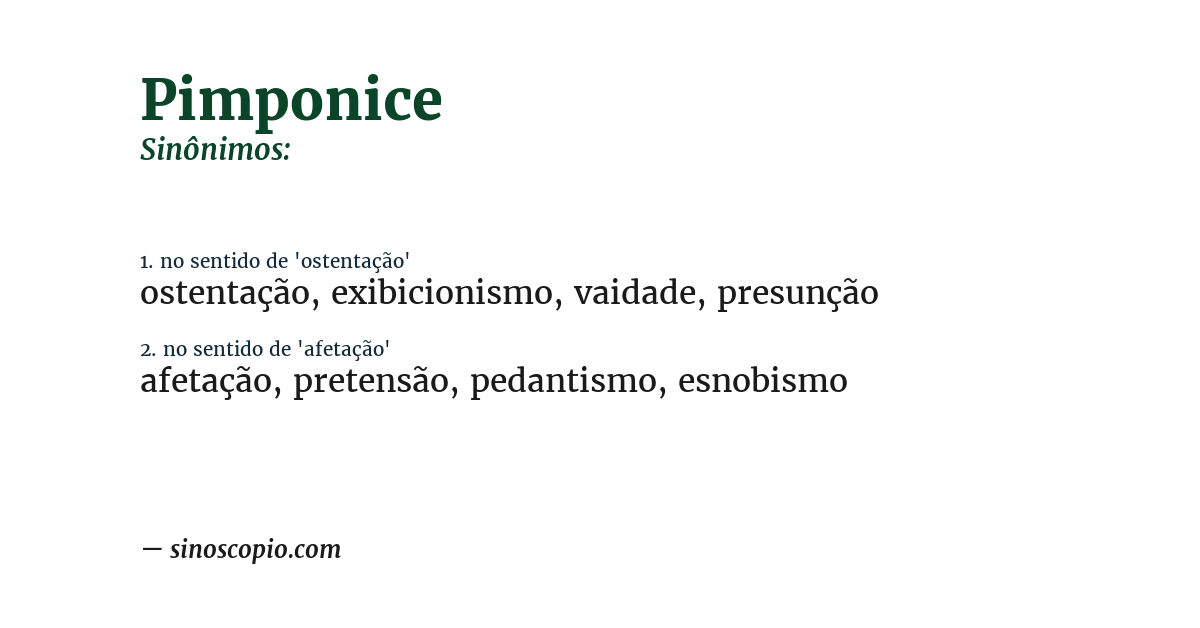Sinônimo de pimponice