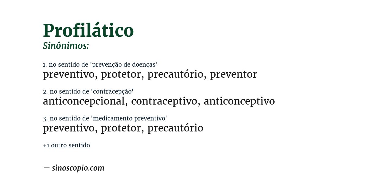 Sinônimo de profilático
