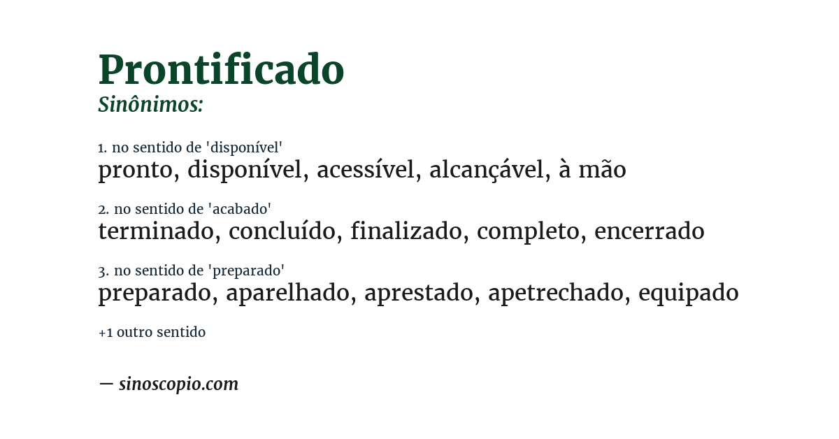 Sinônimo de prontificado