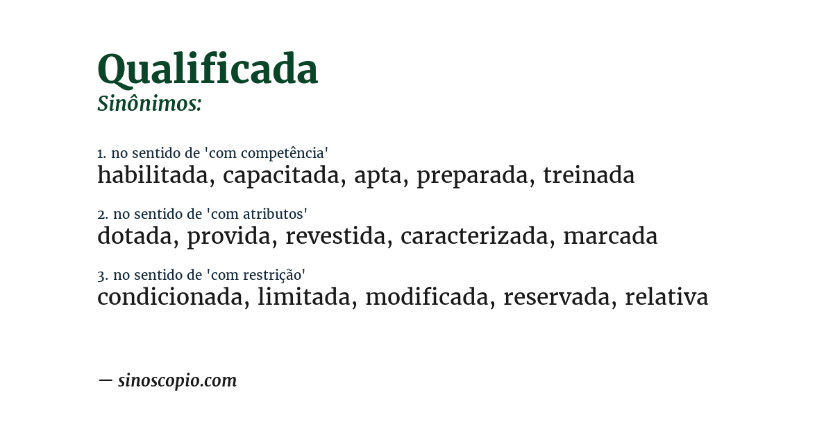 Sinônimo de qualificada