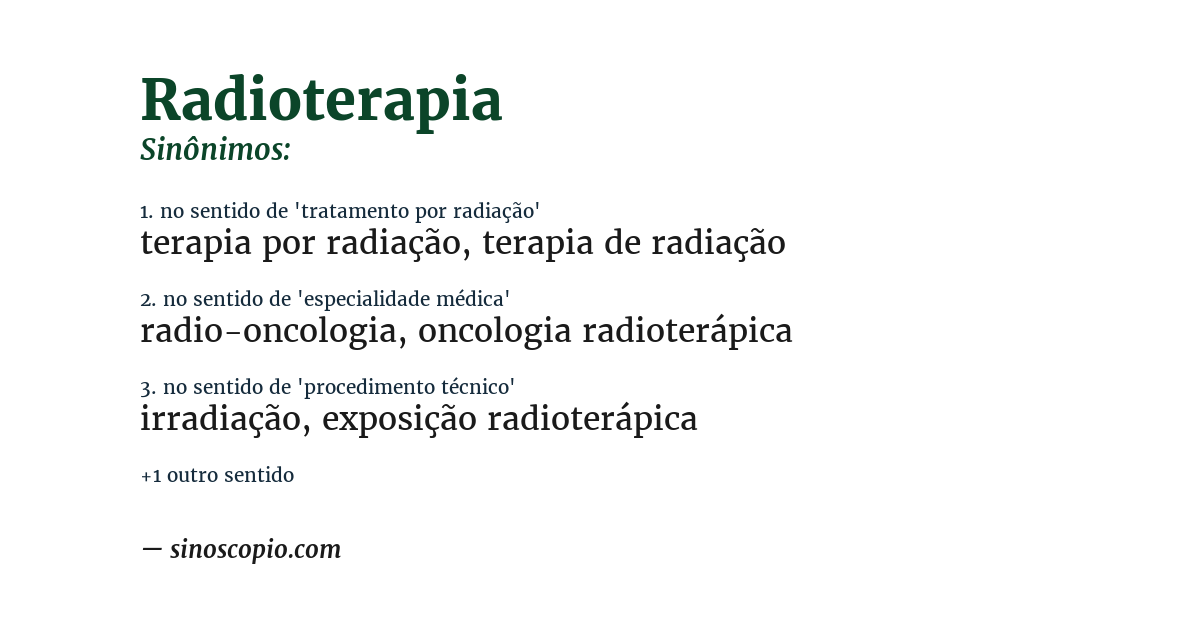 Sinônimo de radioterapia