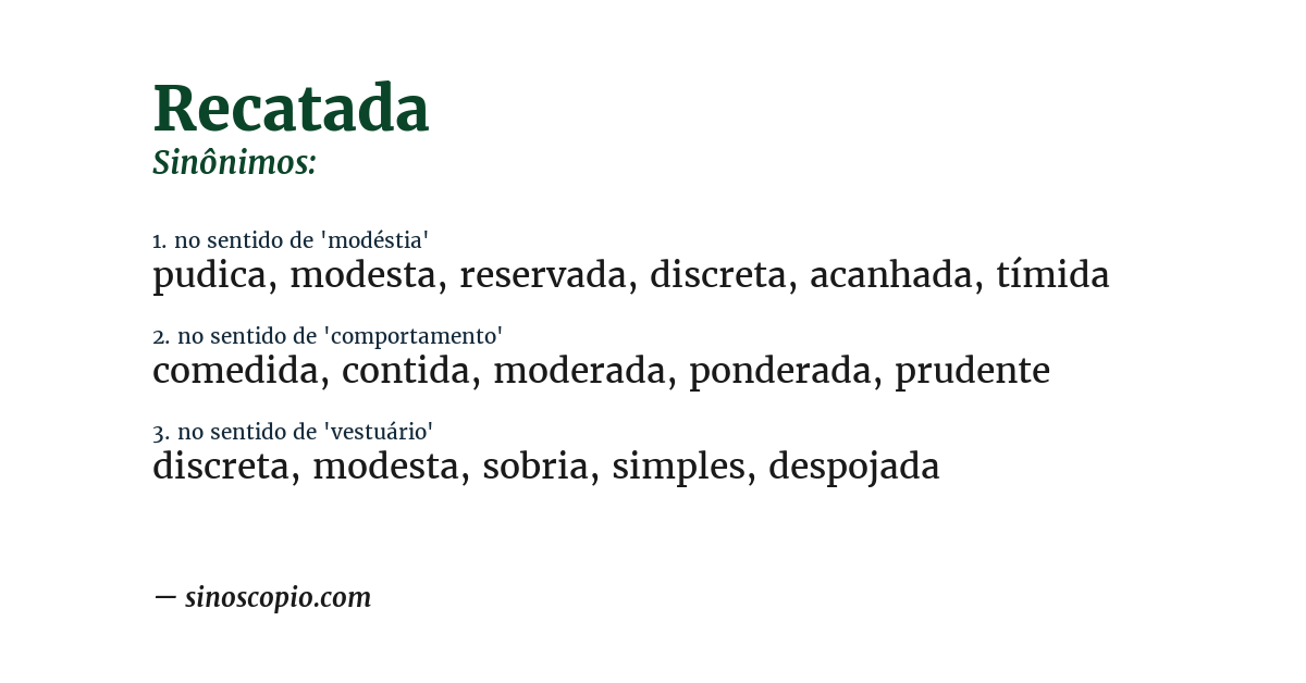 Sinônimo de recatada