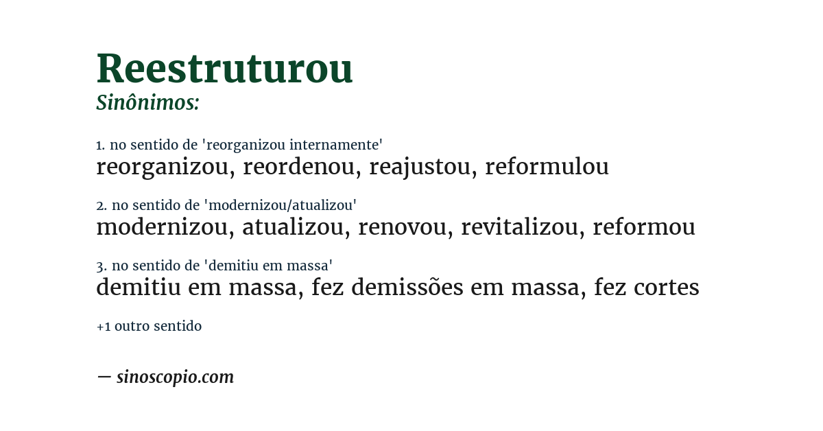 Sinônimo de reestruturou