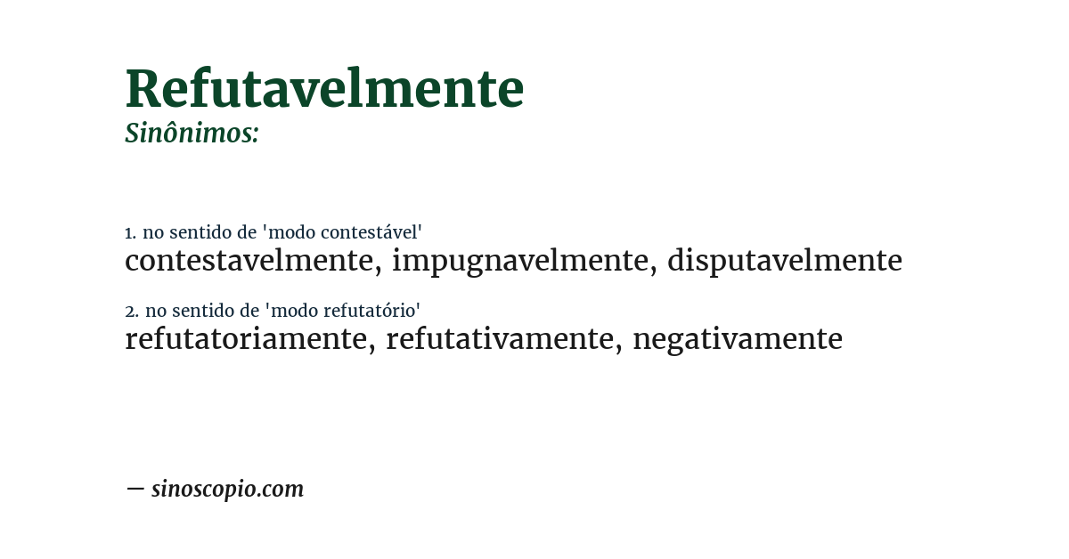 Sinônimo de refutavelmente