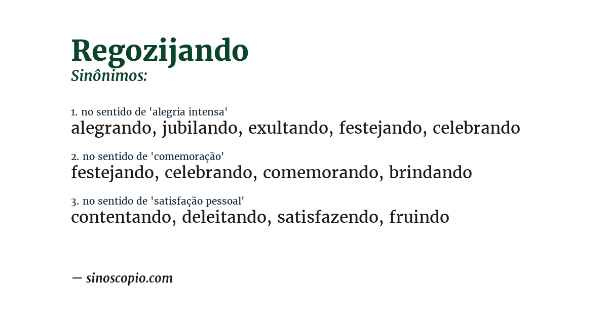 Sinônimo de regozijando