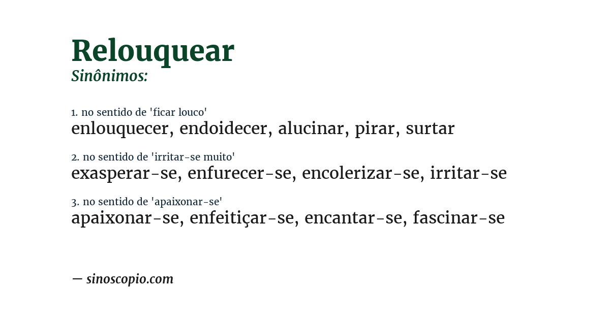 Sinônimo de relouquear