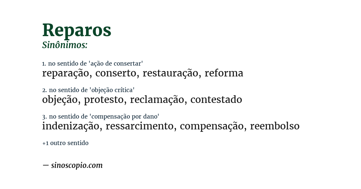 Sinônimo de reparos